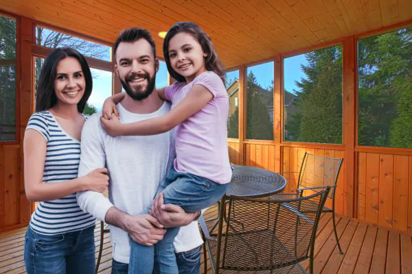 Happy Family in Screened Porch
