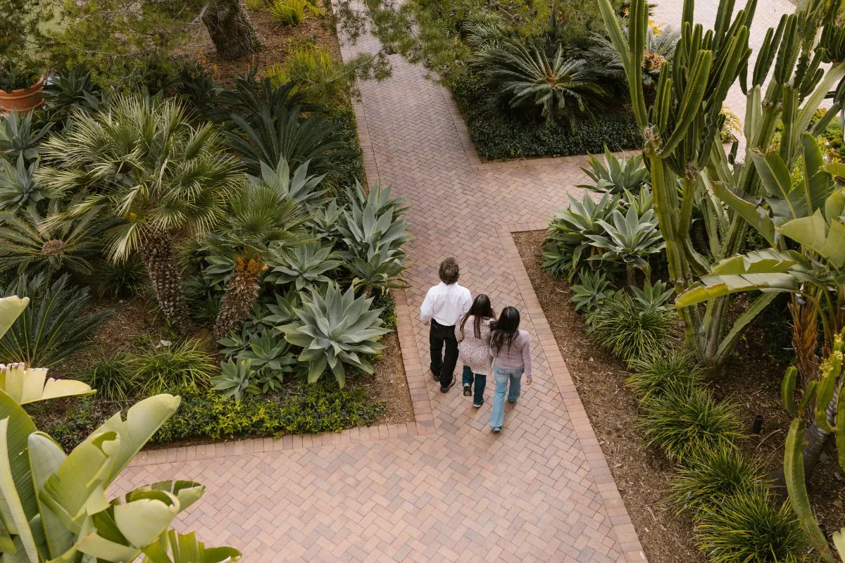 family walking on a pathway