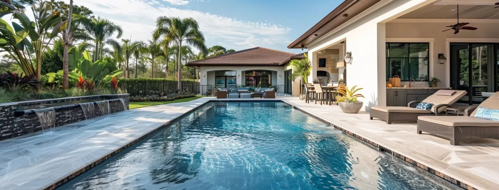 a luxurious pool deck with stylish and modern design options for a home