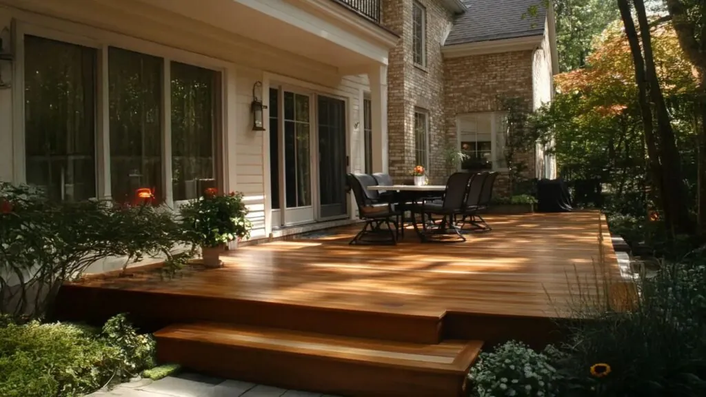 modern design backyard deck with furniture